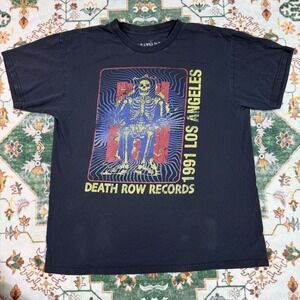 Vintage Death Row Records T-Shirt 1991 Los Angeles Skeleton Graphic Men's Tee
